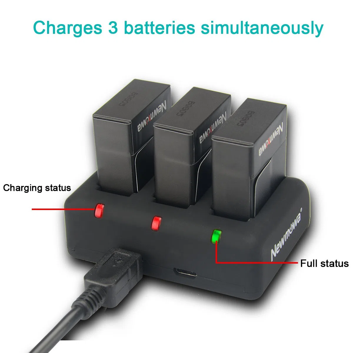 Newmowa 1300mAh Rechargeable AHDBT-302 Batteria (confezione da 3) and Rapid 3-Channel Caricatore Rapido per Hero 3, Hero 3+