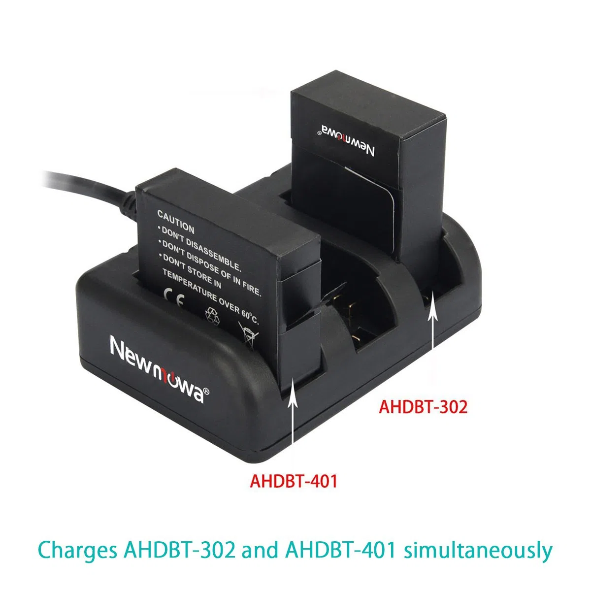Newmowa 1300mAh Rechargeable AHDBT-302 Batteria (confezione da 3) and Rapid 3-Channel Caricatore Rapido per Hero 3, Hero 3+