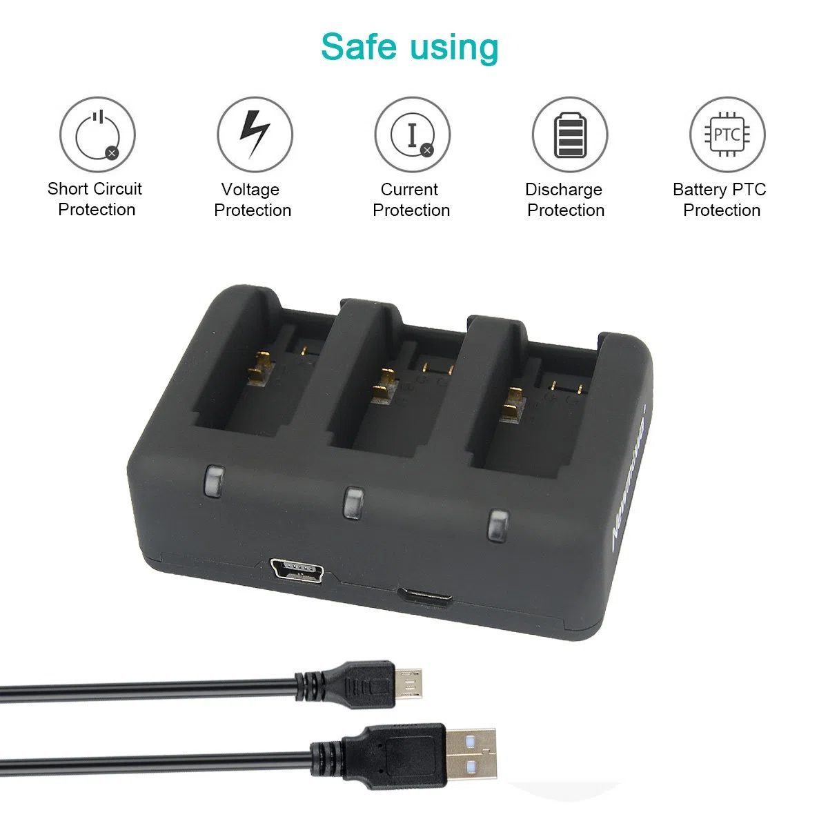 Newmowa 1300mAh Rechargeable AHDBT-302 Batteria (confezione da 3) and Rapid 3-Channel Caricatore Rapido per Hero 3, Hero 3+